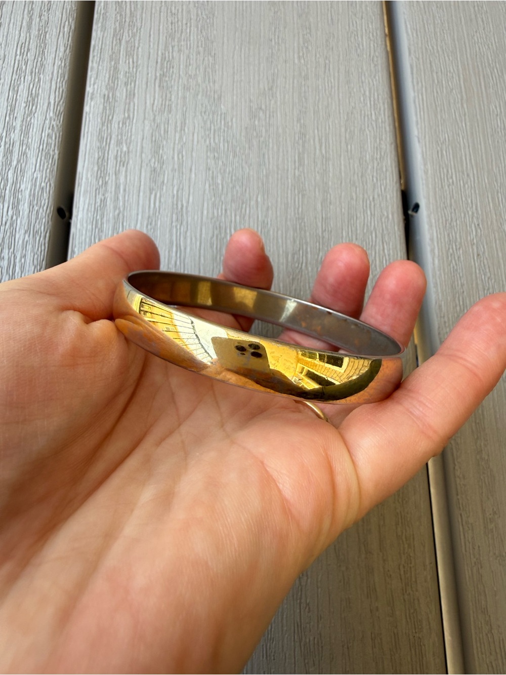 Vintage Monet Gold Tone Wide Bangle Bracelet Size L